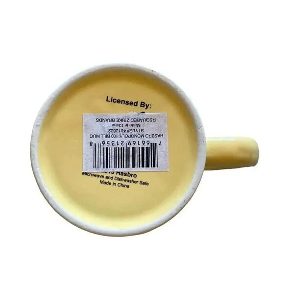 NWT Monopoly Money Coffee Mug Gift  $100  & $50 Monopoly  Yellow Mugs Ceramic - Picture 11 of 13